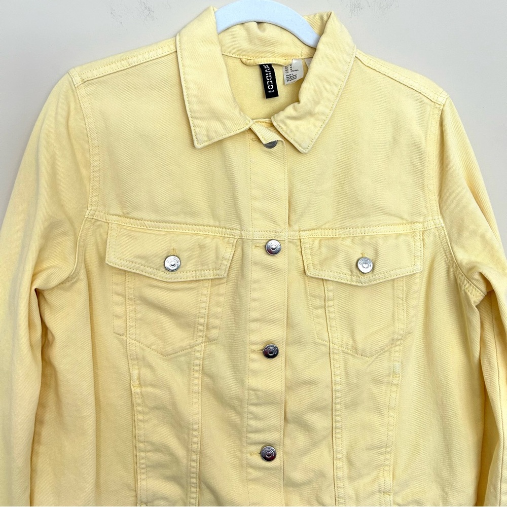 Divided by H&M Women’s Spring Yellow Cropped Denim Jean Jacket - Picture 3 of 11